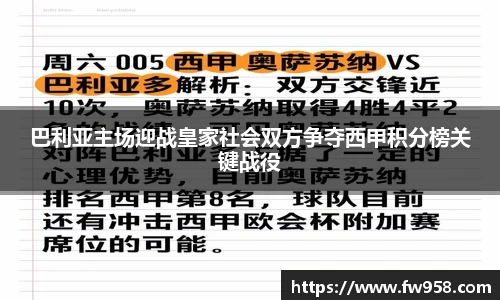巴利亚主场迎战皇家社会双方争夺西甲积分榜关键战役